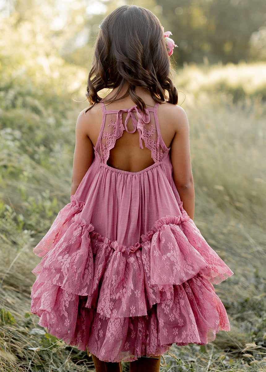 Elegant Catrina Dress in Dusty Rose - Flowy Maxi Dress for Women | Perfect for Weddings, Parties & Special Occasions