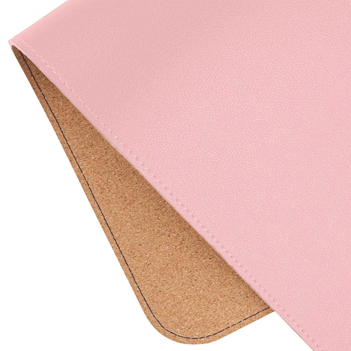 Eco-Friendly Cork & Leather Desk Mat - Waterproof Office Pad for Work & Gaming (Pink, 24x12Inch)