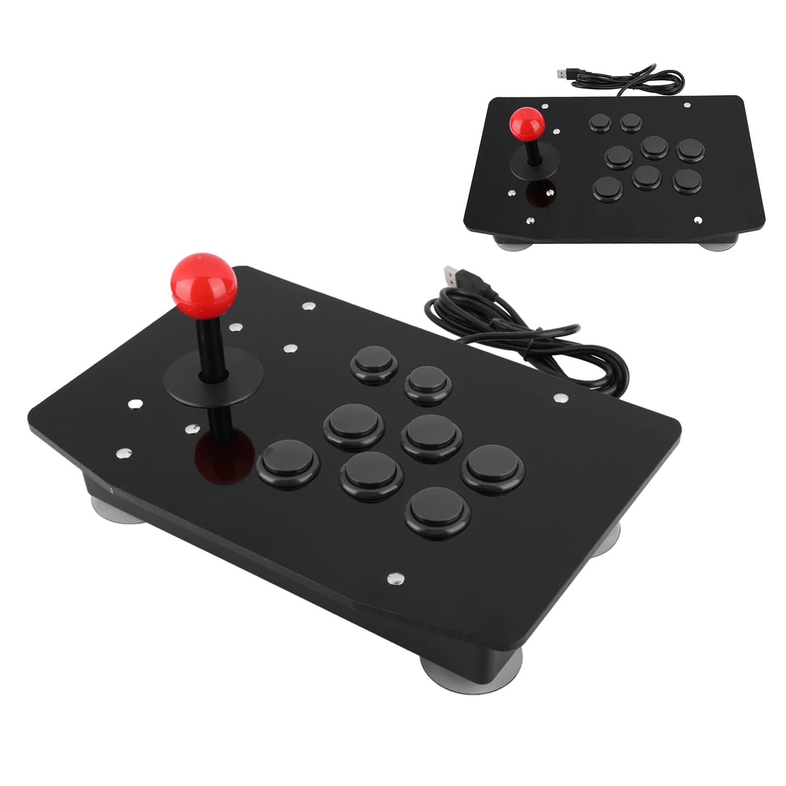 Arcade Rocker Game Controller - 8-Button Joystick with 8-Way Directional Pad for Fighting Games & Retro Gaming - Perfect for MAME, PC, Raspberry Pi & Arcade Cabinets (Black)