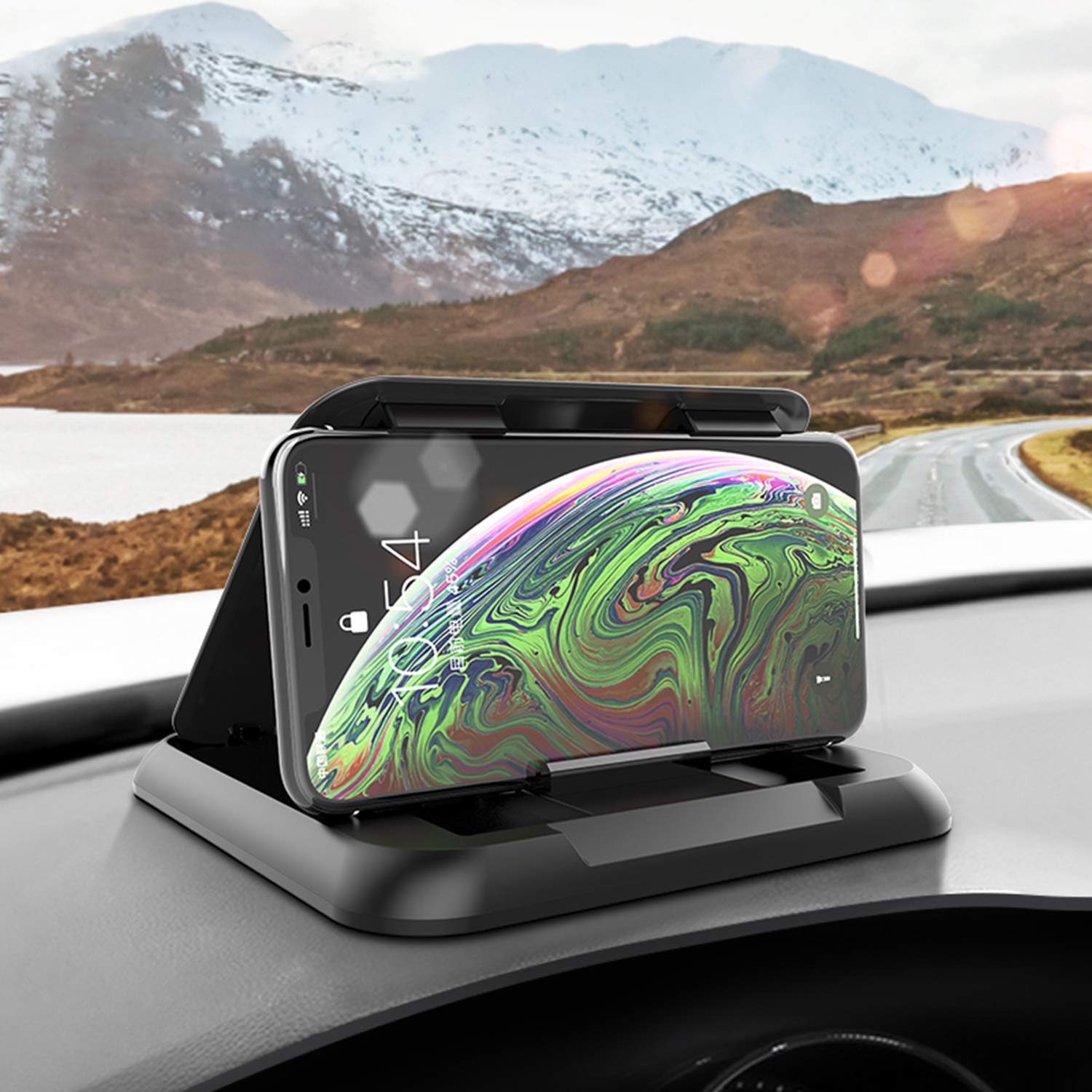Universal Silicone Car Phone Holder Mount - Non-Slip Dashboard & Windshield Car Pad Mat - Compatible with iPhone 13/12/11 Pro Max/XR/XS/8/7 & Galaxy S20/Note 20 - Perfect for GPS Navigation & Hands-Free Driving
