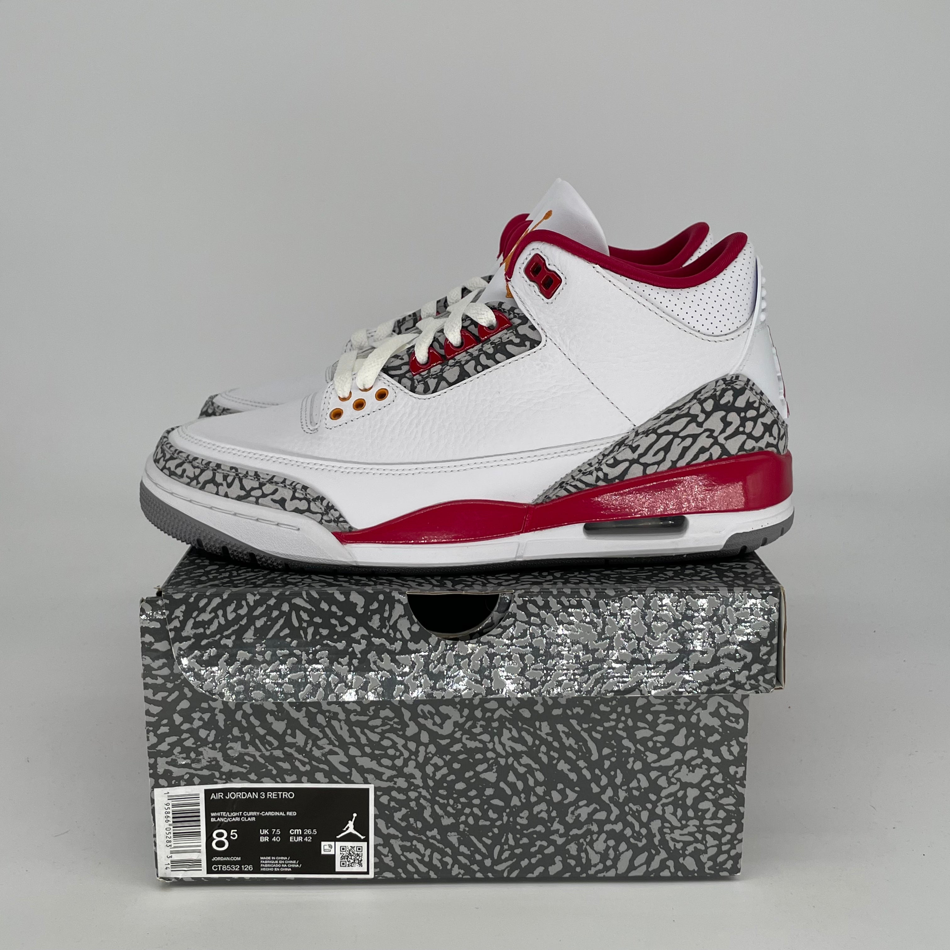 AIR JORDAN 3 Cardinal Red Retro Sneakers - Men's Size 8.5/Women's Size 10 (CT8532-126) | Basketball Shoes for Men & Women | Perfect for Streetwear & Court Performance