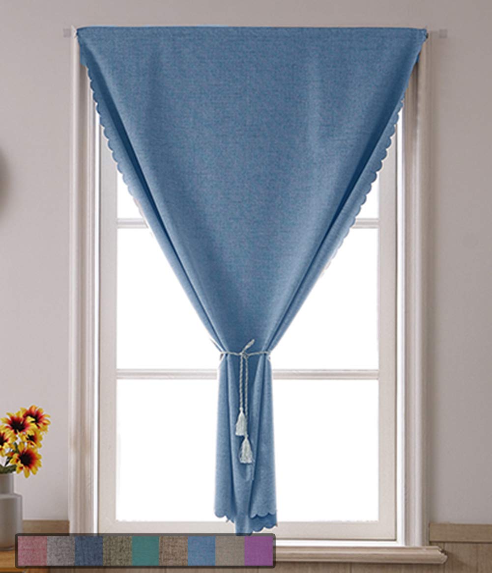 GettyGears Blackout Lined Curtains 27x39 Inch - Thermal Insulated Window Drapes for Bedroom & Kitchen, Self-Adhesive No-Rod Design, Lake Blue - Perfect for Light Blocking, Privacy & Temperature Control