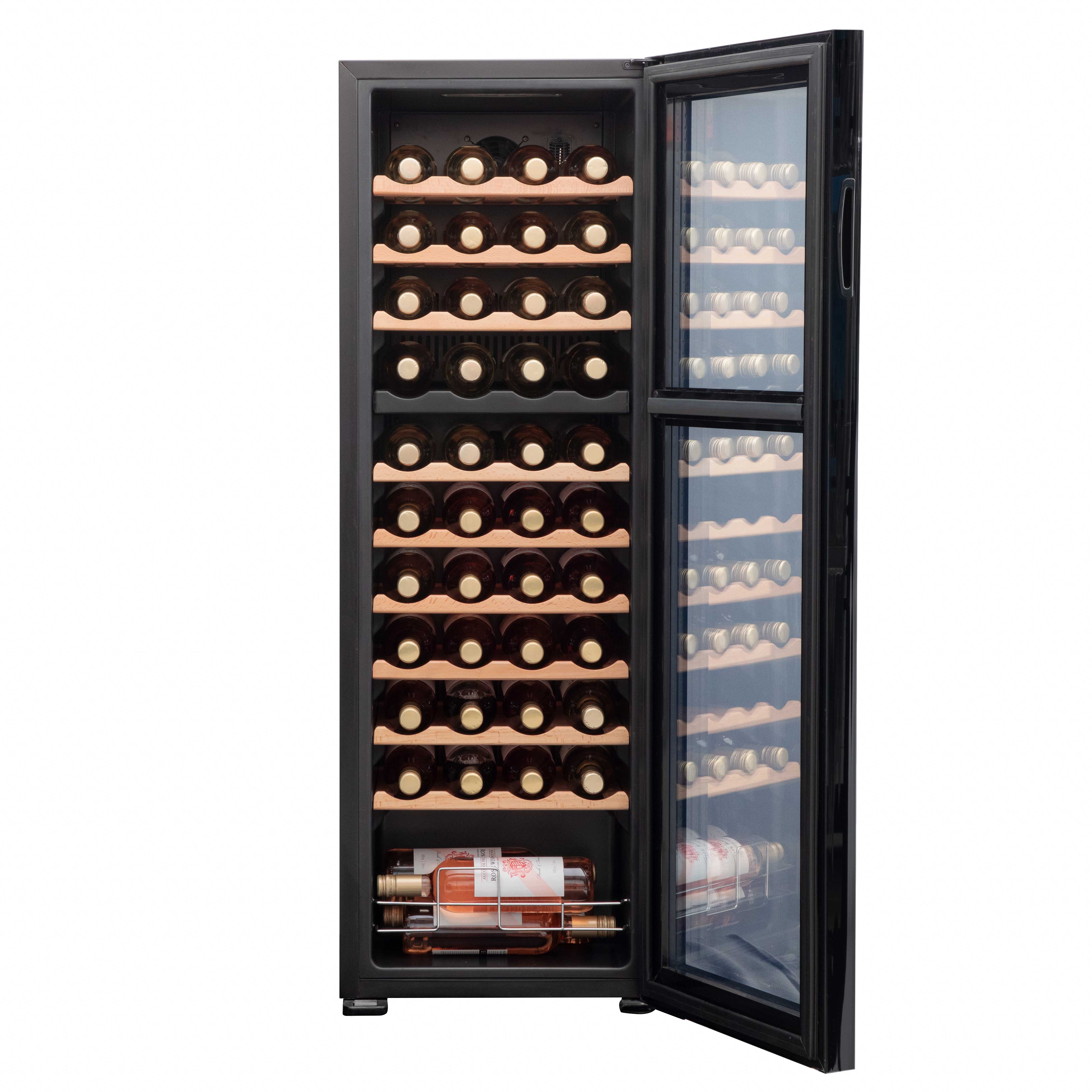 Baridi 44 Bottle Dual Zone Wine Cooler Refrigerator with Touch Screen Controls & Wooden Shelves - Perfect for Home Bars, Restaurants, and Wine Cellars