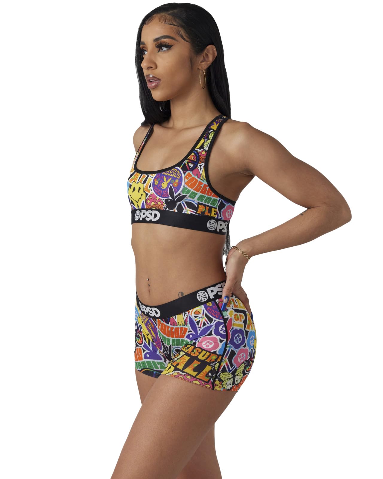 Playboy Women's Racerback Sports Bra - Breathable Microfiber Workout Top for Yoga, Gym & Running | Comfortable Support for Active Lifestyles