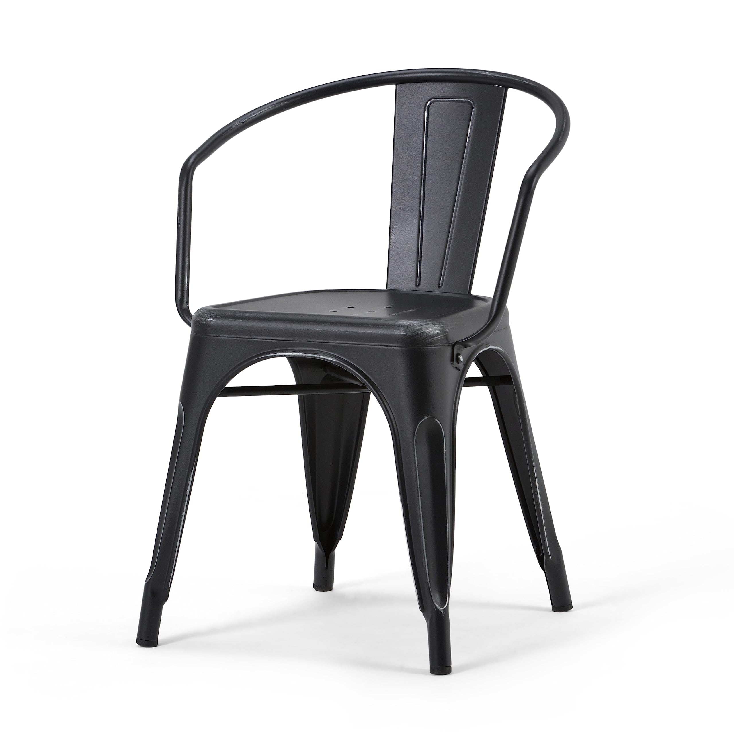 SIMPLIHOME Larkin 2-Piece Industrial Dining Chair Set - Distressed Black & Silver Metal Kitchen Chairs, 20.1