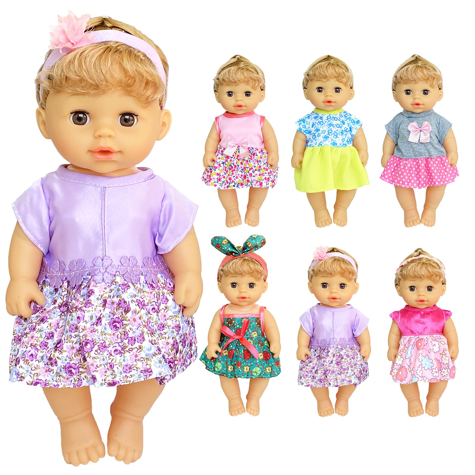 6 Sets Baby Doll Clothes for 10-12 Inch Girl Dolls - Cute Dresses & Accessories for American Girl Dolls | Perfect for Dress-Up, Role Play & Collecting