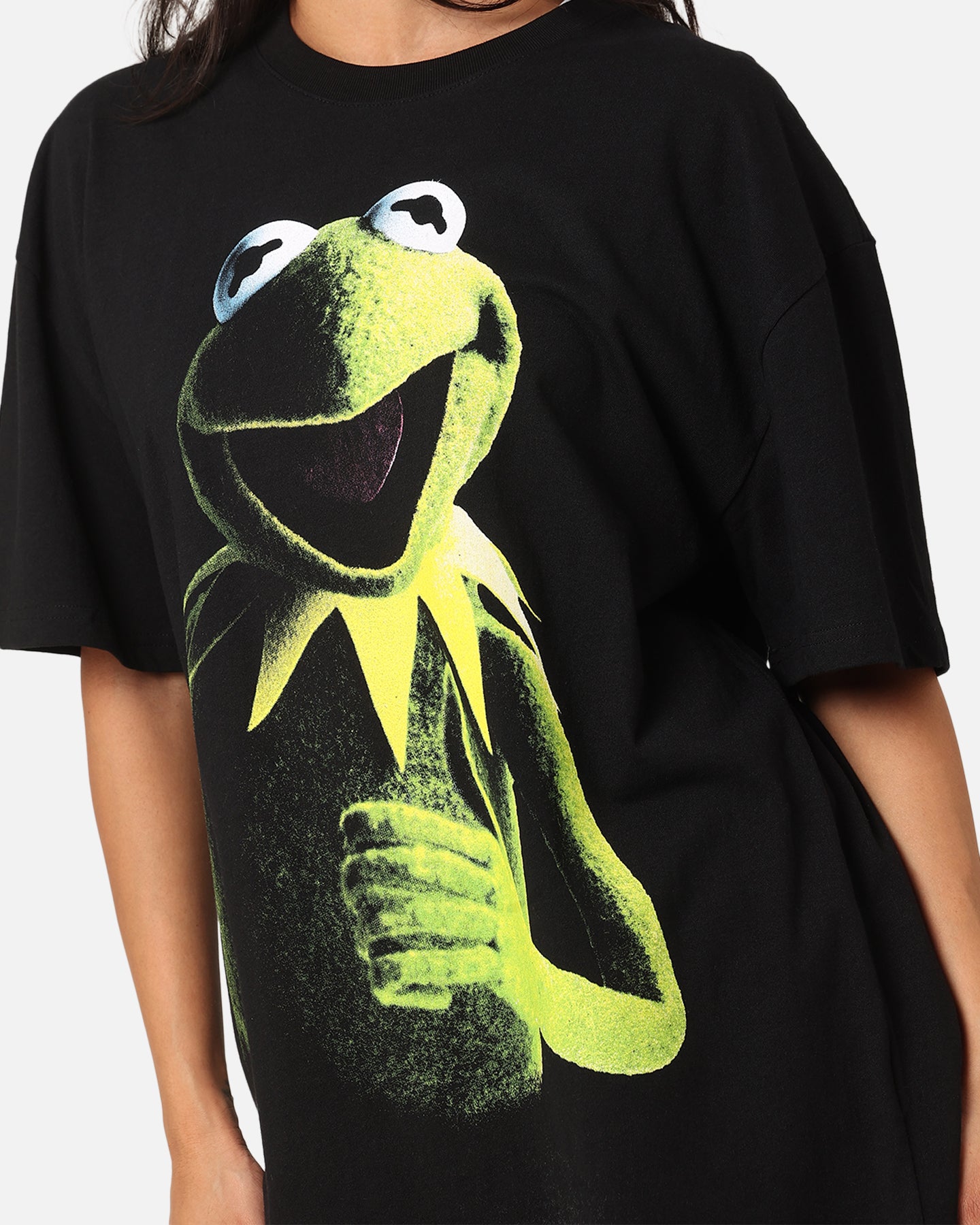 Vintage Disney The Muppets Kermit the Frog Heavy Cotton T-Shirt Black - Casual Wear, Cosplay & 90s Retro Fashion