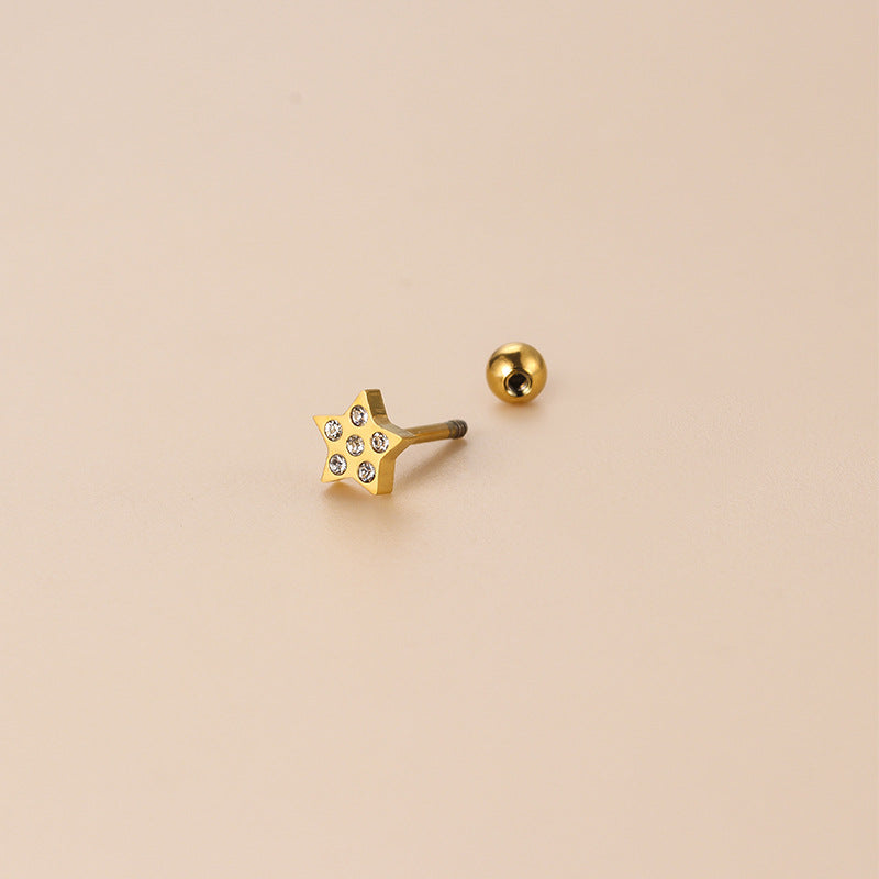 20G Cartilage Surgical Steel Moon Star Stud Earrings - Hypoallergenic Ball Back Earrings for Women | Perfect for Pierced Ears, Daily Wear & Gift Giving