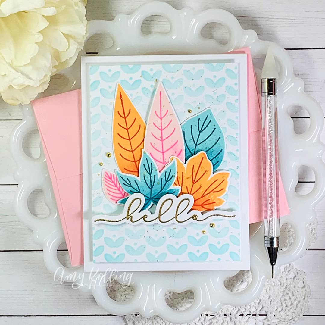 Waffle Flower Two-Step Leaves Matching Die Set for Card Making & Scrapbooking - Perfect for DIY Greeting Cards, Invitations, and Paper Crafts