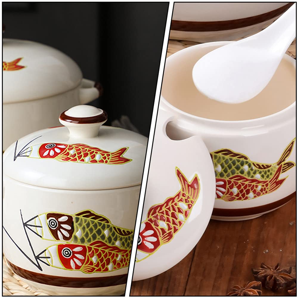 Premium Hemoton 1000ml Ceramic Stockpot with Lid - Japanese Round Stew Pot for Stovetop Cooking, Hot Pot, Soup & Stews - Durable Clay Cookware for Home Kitchen Use | Perfect for Family Meals, Entertaining & Asian Cuisine