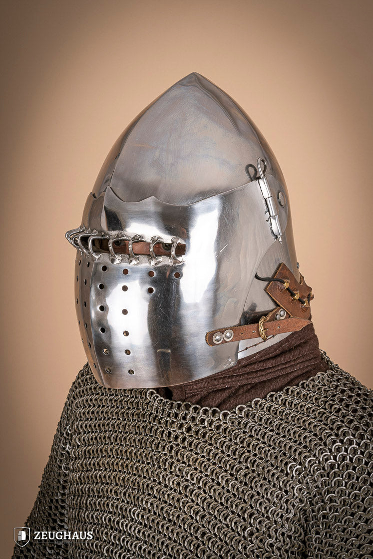 Polished 2mm Bascinet Helmet with Visor - Medieval Armor for LARP, Cosplay & Historical Reenactment