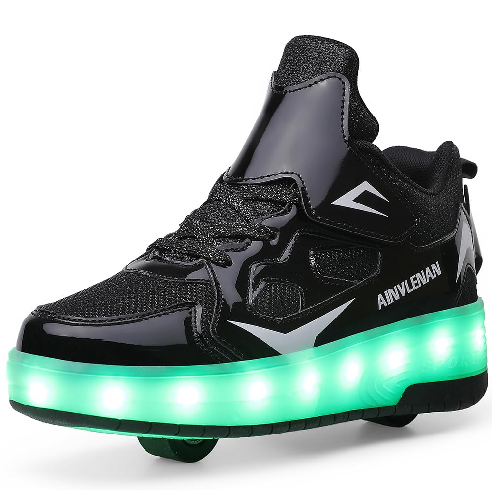 Ylllu Kids LED USB Rechargeable Roller Skate Shoes with Light Up Wheels - Adjustable Light Up Sneakers for Boys & Girls - Perfect for Indoor & Outdoor Play, Birthday Gifts, and Night Skating Fun