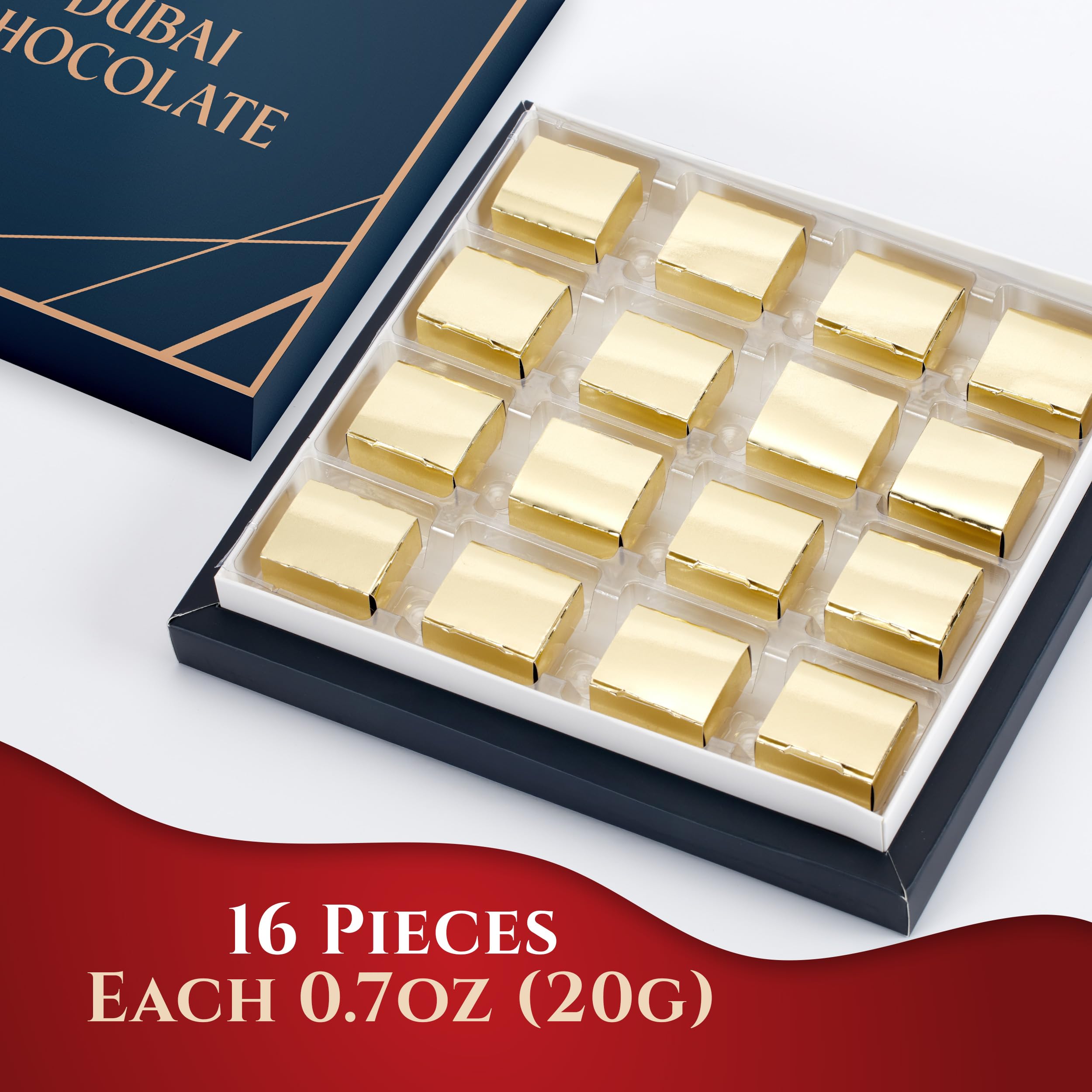 Premium Pistachio Dubai Chocolate Bar - 11.3oz (16 Pieces) with Shredded Phyllo Dough & Knafeh | Authentic Middle Eastern Treat | Viral Candy Gift Box for Holidays, Parties & Special Occasions