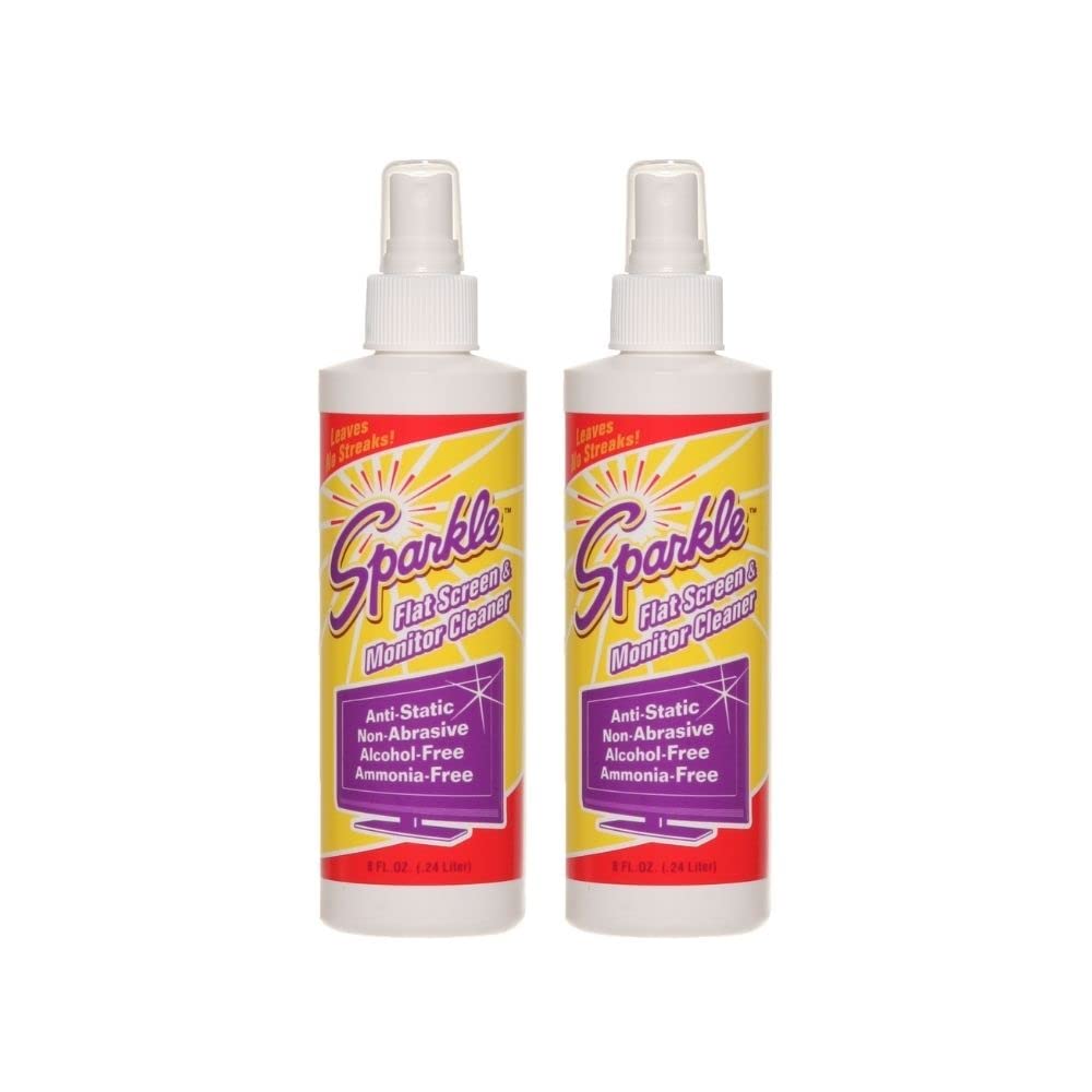 Sparkle LCD Screen Cleaner Spray for TVs, Monitors & Electronics - 8oz (2 Pack) - Streak-Free Cleaning Solution for Screens, Glasses & Devices