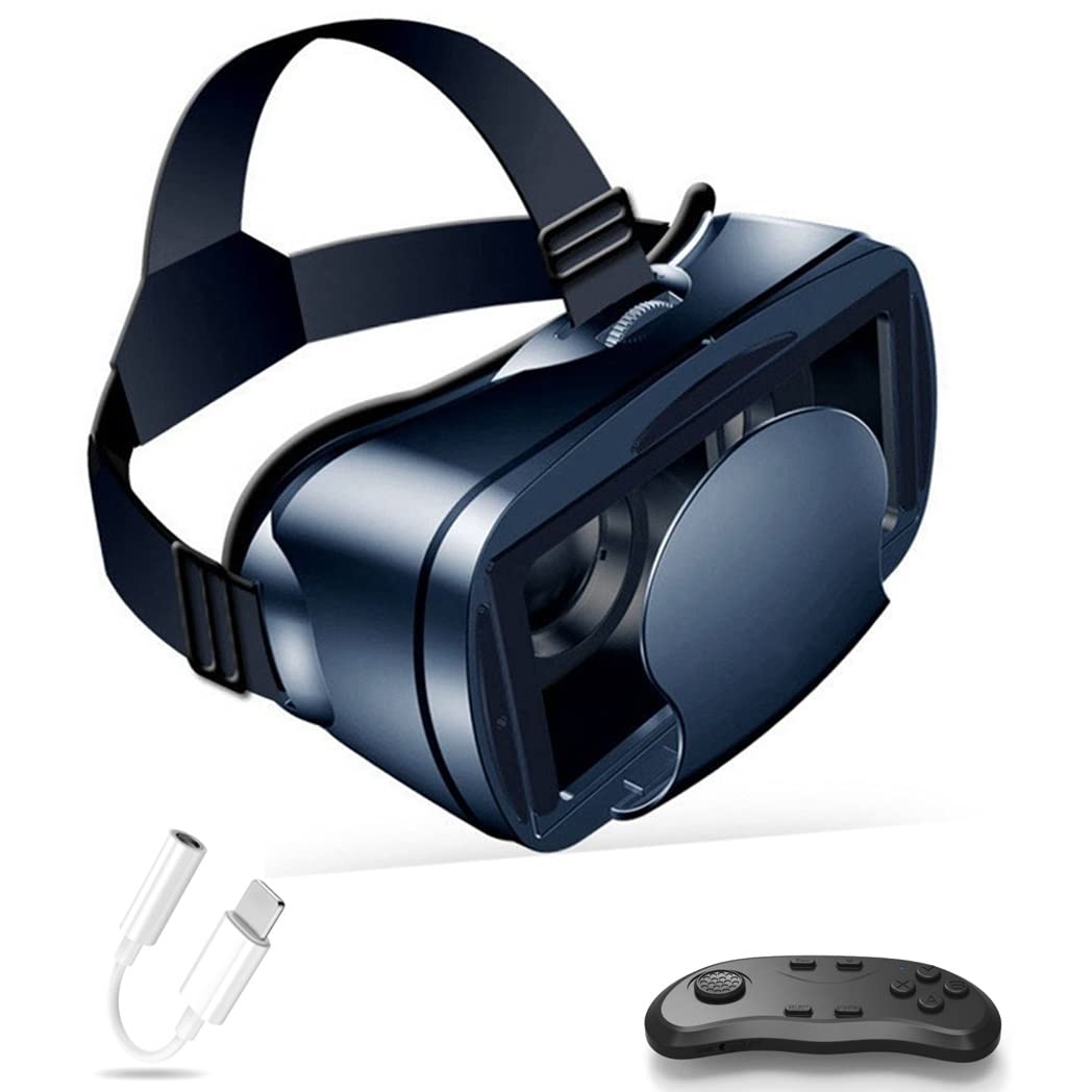 3D VR Headset with Bluetooth Controller - Compatible with iPhone 13 Pro Max/13 Pro/13/12/11, Samsung Galaxy S21, Huawei & Xiaomi Series - Immersive Gaming & Virtual Reality Experience for Movies, Travel & Education (Color: Black, OS: iOS)
