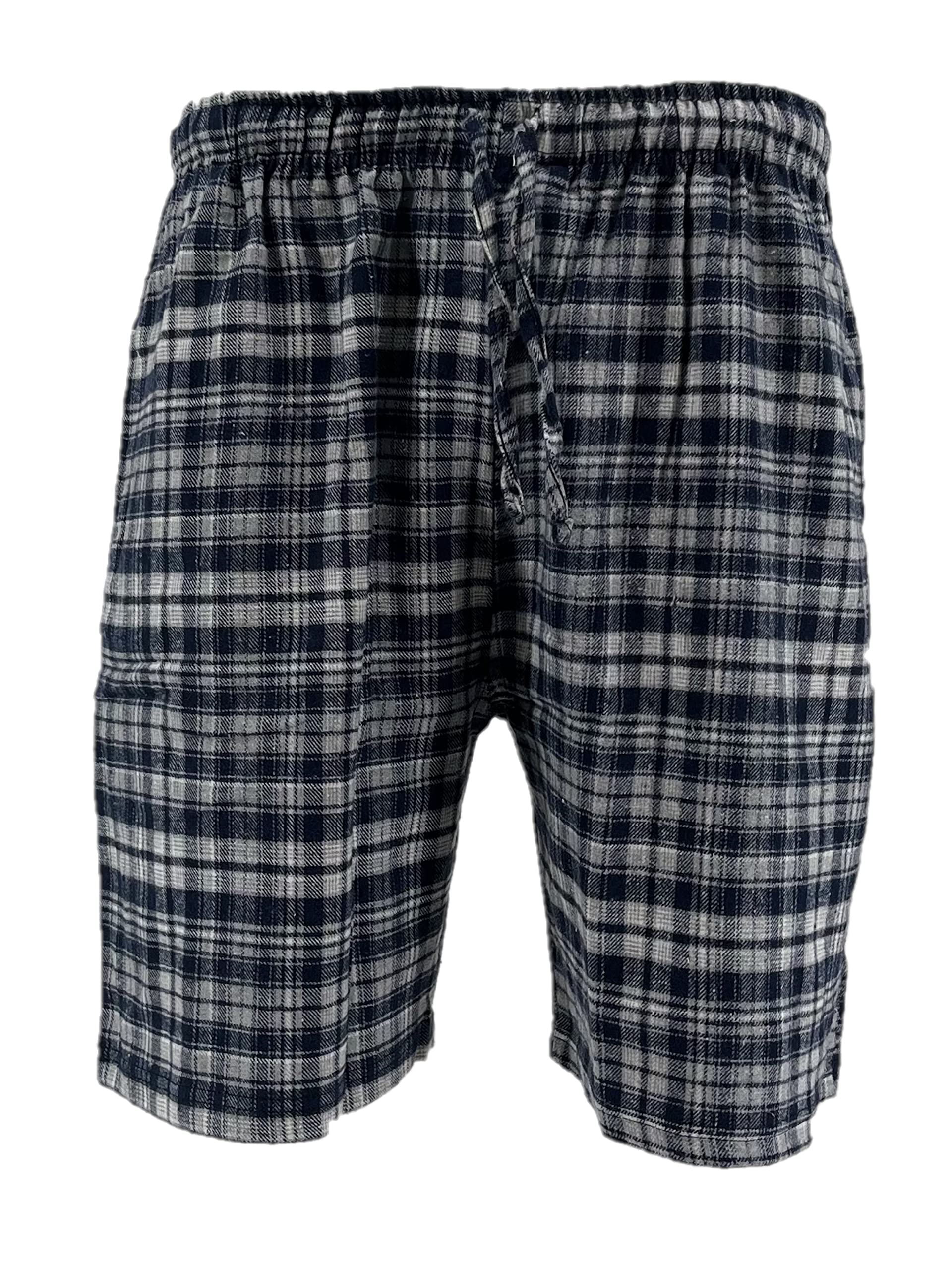 Men's Flannel Pajama Shorts - Super Soft Cotton Plaid Sleep Shorts with Pockets & Adjustable Drawstring - Perfect for Lounging, Sleeping & Home Comfort
