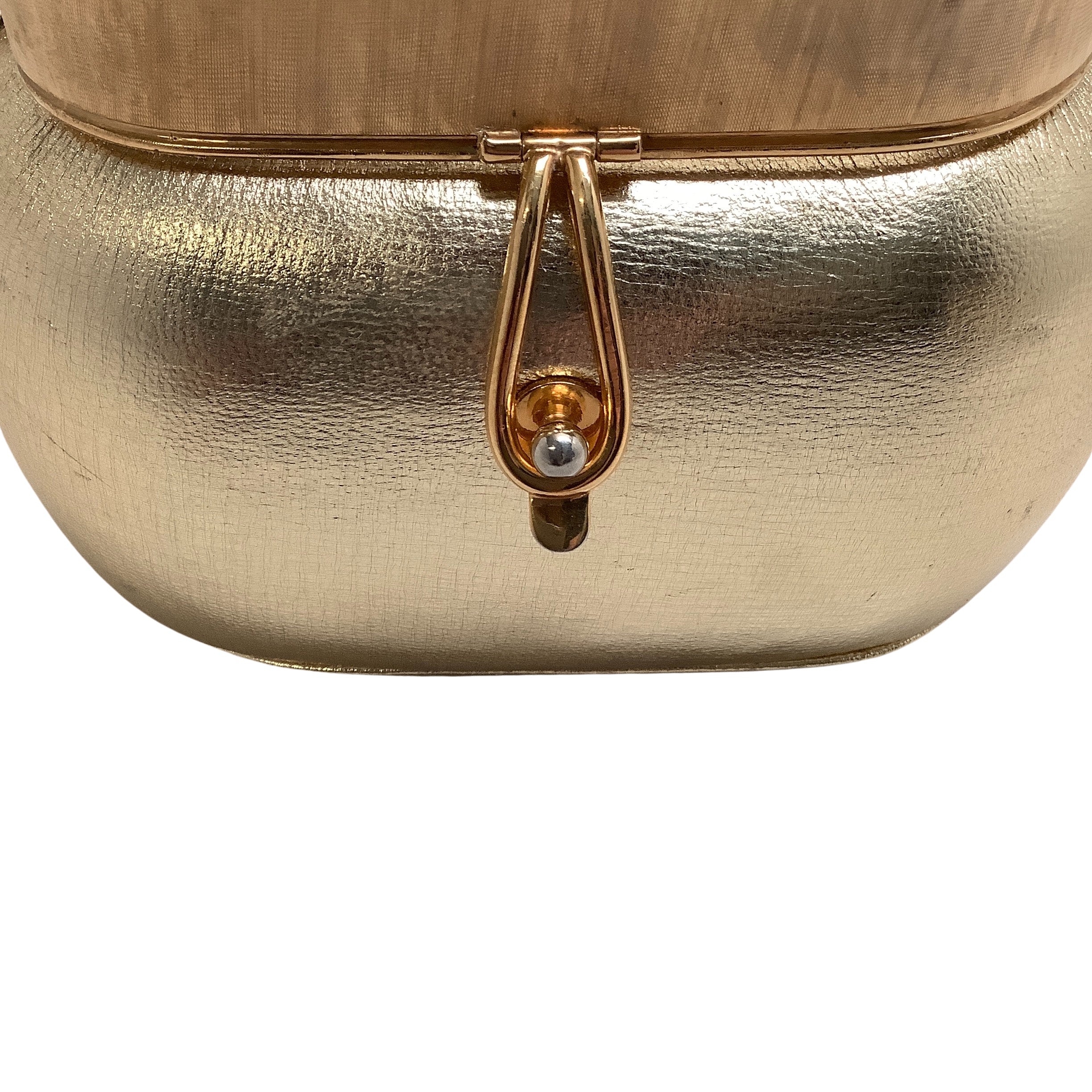 Vintage Judith Leiber Gold Leather Evening Clutch with Metal Mesh Top - Perfect for Formal Events, Weddings & Special Occasions