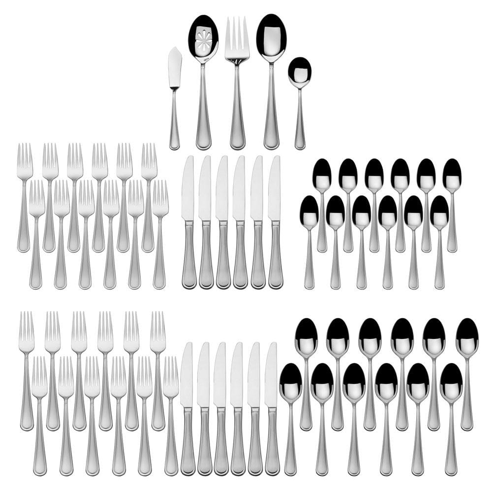 Virtuoso Frost 65-Piece Stainless Steel Flatware Set - Service for 12 - Elegant Dinnerware for Formal Dining, Weddings & Holiday Entertaining
