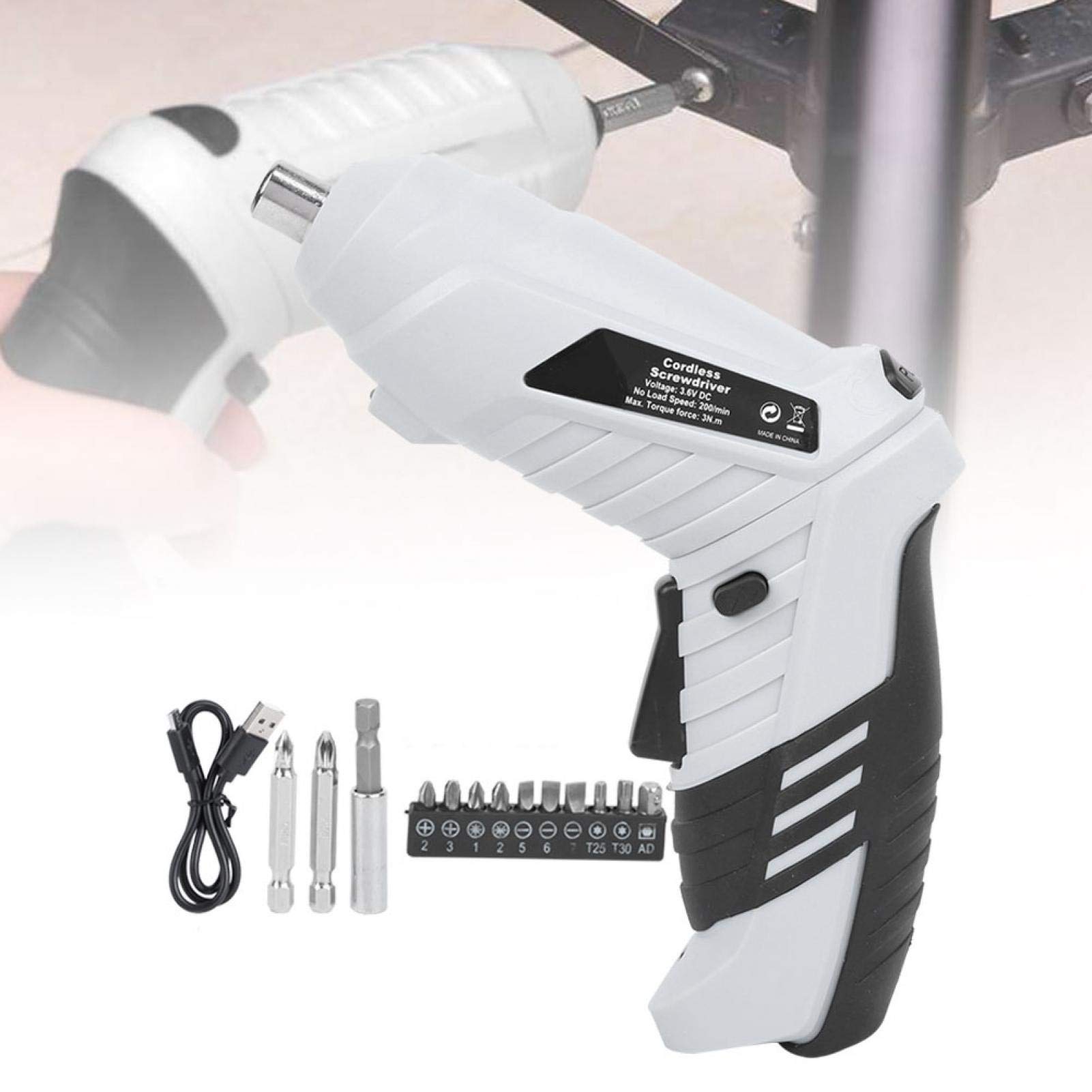 **Cordless Electric Screwdriver Drill Kit - 20V Lithium-Ion Rechargeable, LED Light, Home & DIY Power Drill Driver for Furniture Assembly, Repair & Construction**