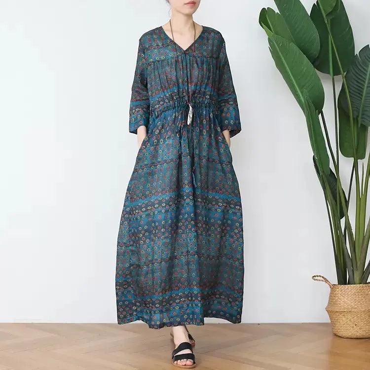 Boho Maxi Dress for Women - Floral Summer Casual Dress with V Neck | Perfect for Beach Vacations, Music Festivals, and Boho Chic Outfits