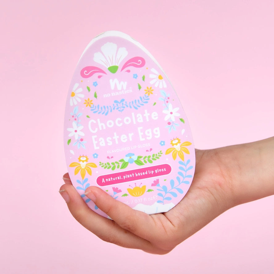 Easter Egg Surprise Gift Set - Chocolate Scented Lip Gloss & Nail Art Stickers for Kids - Perfect for Easter Basket Fillers, Party Favors & DIY Crafts