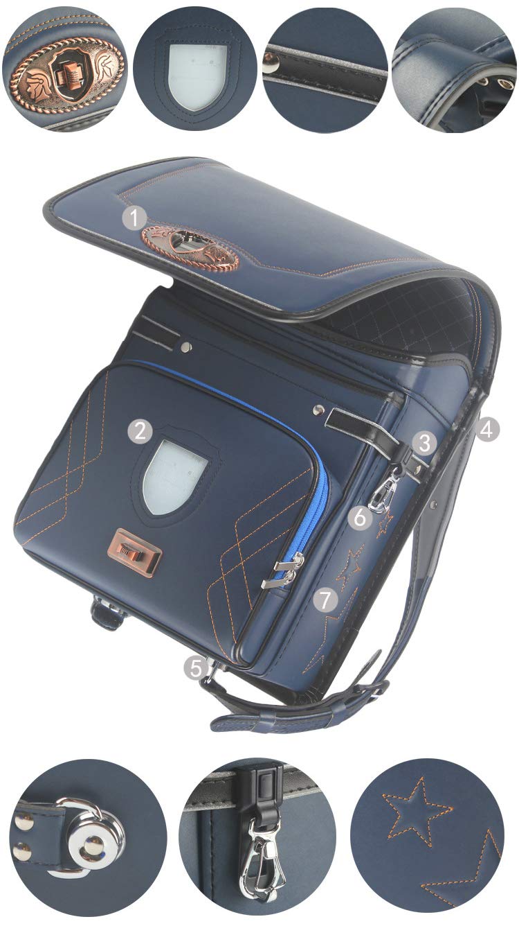 Japanese Randoseru Backpack for Boys & Girls - Lightweight PU Leather School Bag with Semi-Automatic Closure - Perfect for Elementary Students, Daily Commute & Travel
