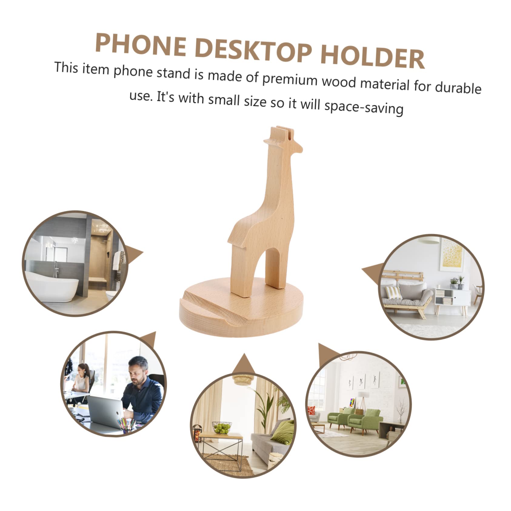 Xiaolu Wooden Phone Stand Holder - Adjustable Desktop Phone Bracket for iPhone, Samsung, Tablets - Perfect for Home Office, Bedside, Kitchen Counter & Video Calls