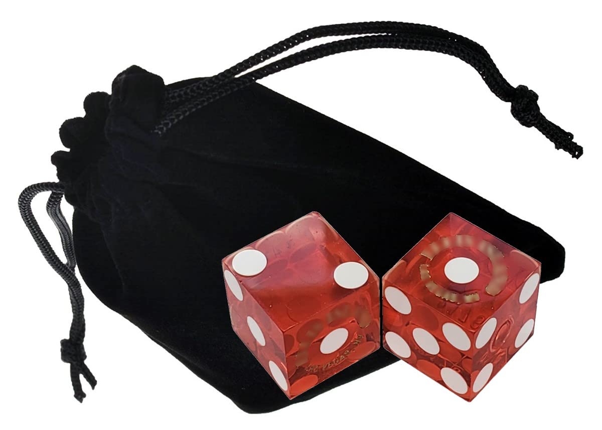 Authentic Las Vegas Casino Dice Set with Velvet Pouch & 36