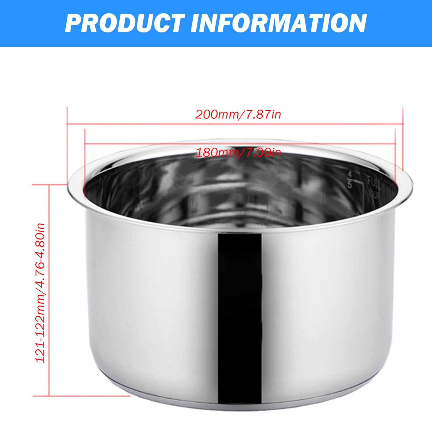 Stainless Steel 3L Rice Cooker Inner Pot with Thickened Bottom - Replacement Pot for Electric Pressure Cooker - Perfect for Home Cooking & Meal Prep