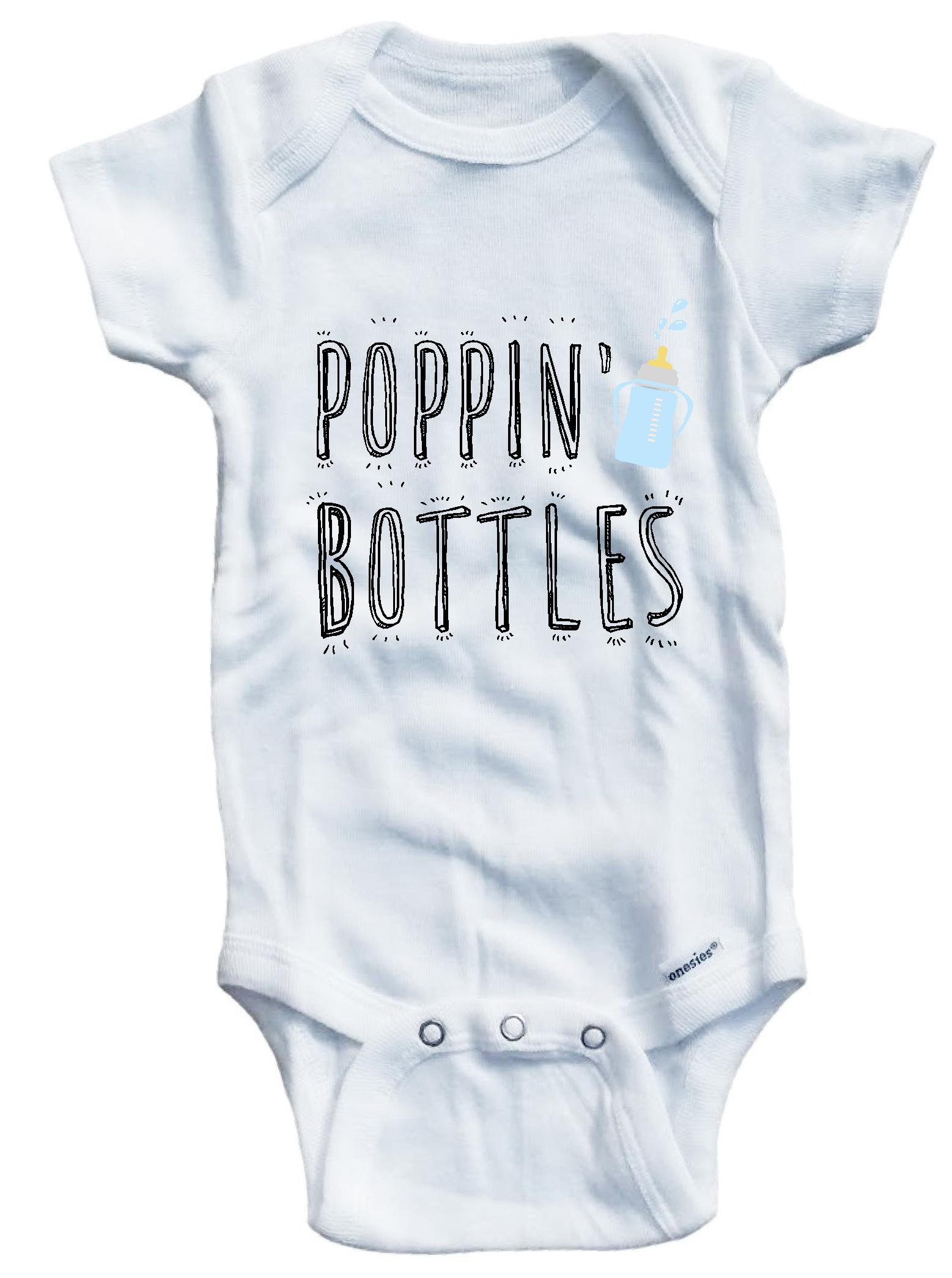 Baby Boys' Poppin' Bottles Graphic One-Piece Bodysuit - Soft Cotton Infant Romper for Playtime & Photo Shoots