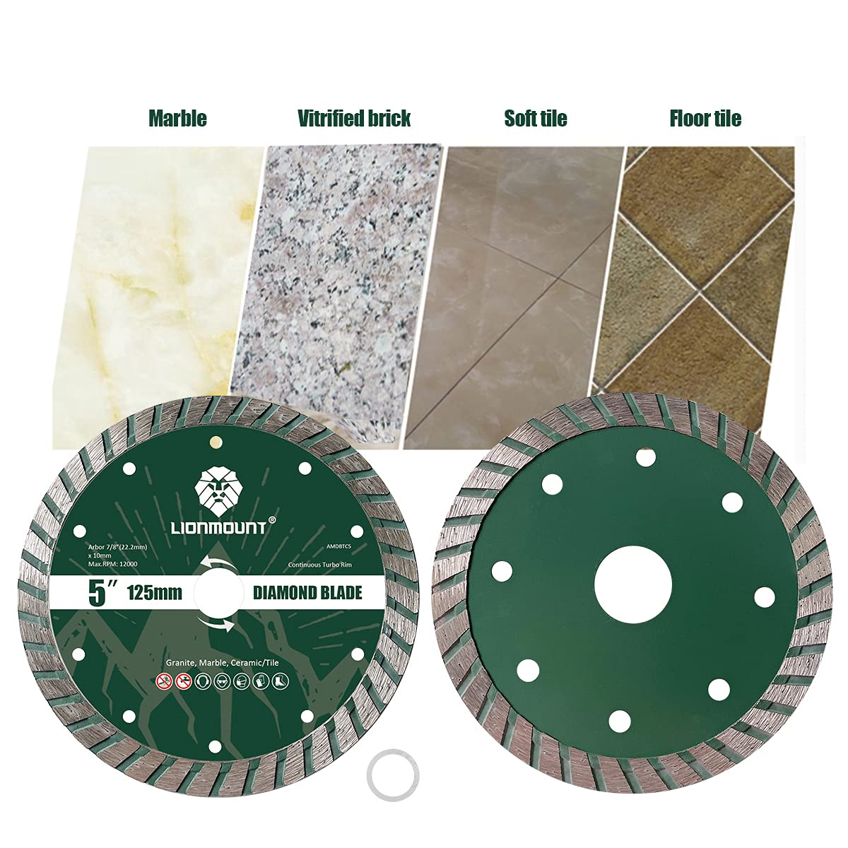 2PCS Ultra Thin 5-Inch Diamond Grinder Blades - Premium Porcelain Tile & Granite Cutting Discs for Wet/Dry Angle Grinders - Perfect for Bathroom Renovation, Kitchen Backsplash & Floor Tile Installation