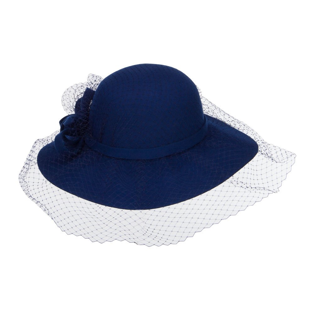 Wool Felt Floppy Hat with Net - Stylish Sun Protection for Outdoor