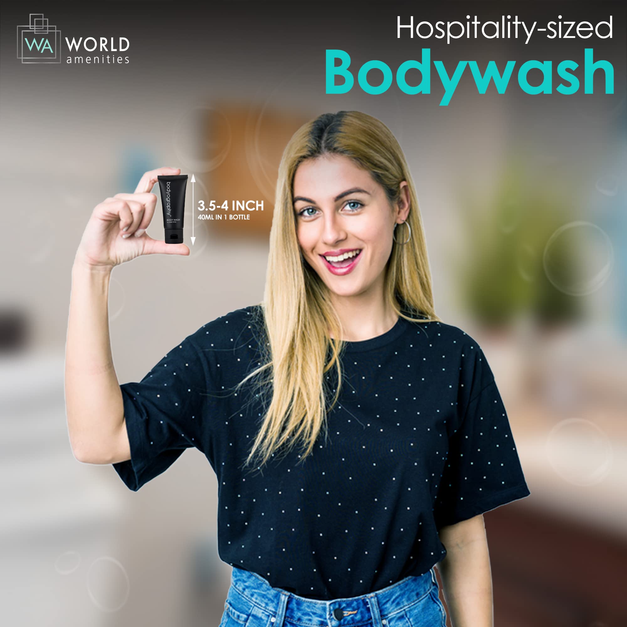 Bodyography Bulk Body Wash - 50 Count, 1.4oz Travel Size | Lavender Peppermint Scent | 100% Recyclable Flip Top Tube - Perfect for Hotels, Gyms & Travel Toiletries