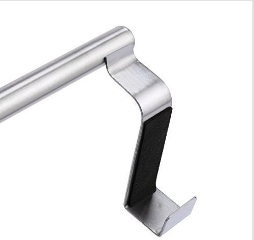 RISSACHI Stainless Steel Towel Bar Holder - Over Door Cabinet Hanger for Kitchen, Bathroom & Closet Organization - Space Saving Drawer Storage Solution for Towels, Robes & Clothes