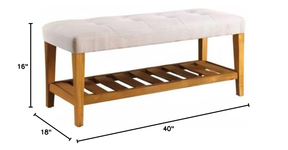 Light Gray & Oak Multicolor HomeRoots Furniture Bench - Stylish Entryway, Living Room, or Bedroom Seating Solution