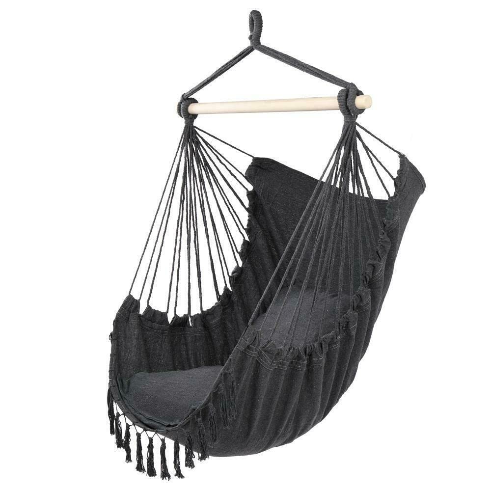 HLJMAQ Outdoor Hanging Swing Chair with 2 Pillows - Comfortable Patio Hammock Seat for Garden, Backyard, Balcony & Picnic - Perfect for Relaxing, Reading & Lounging