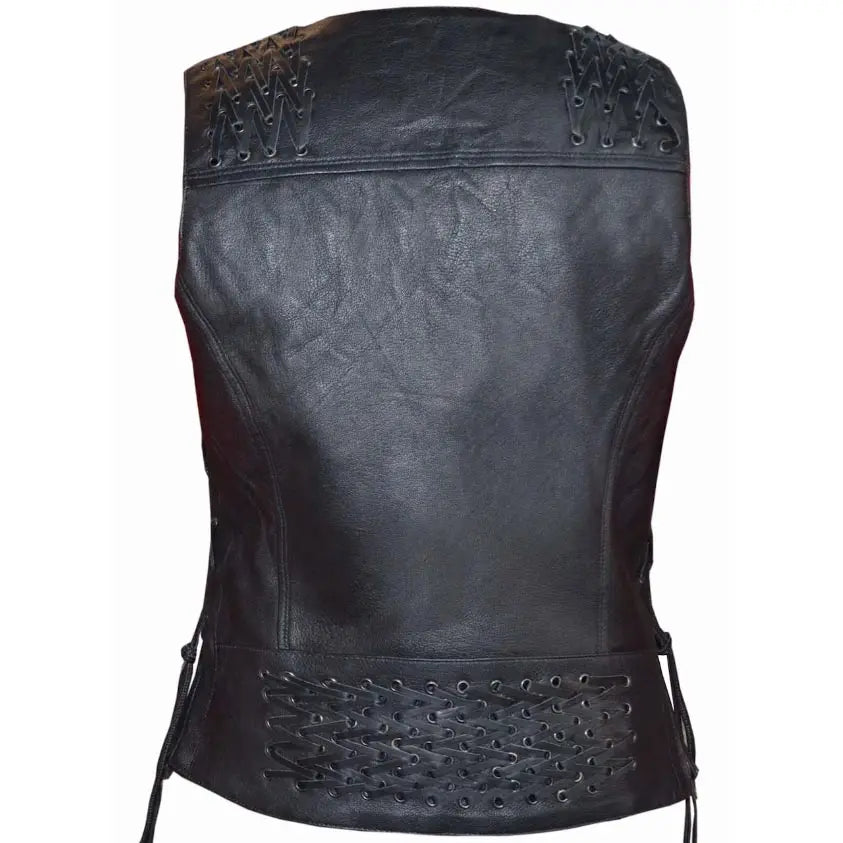 Unik International Women's Eyelet Laced 2 Pocket Vest - Stylish Casual Vest for Spring & Summer Outfits, Perfect for Layering with Dresses or T-Shirts