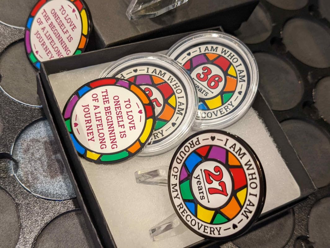 1-50 Years AA Sobriety Recovery Pride Medallion Chip (Year 27) - Celebrate Milestones & Support Addiction Recovery - Perfect for AA Meetings, Anniversary Gifts & Sober Living Encouragement