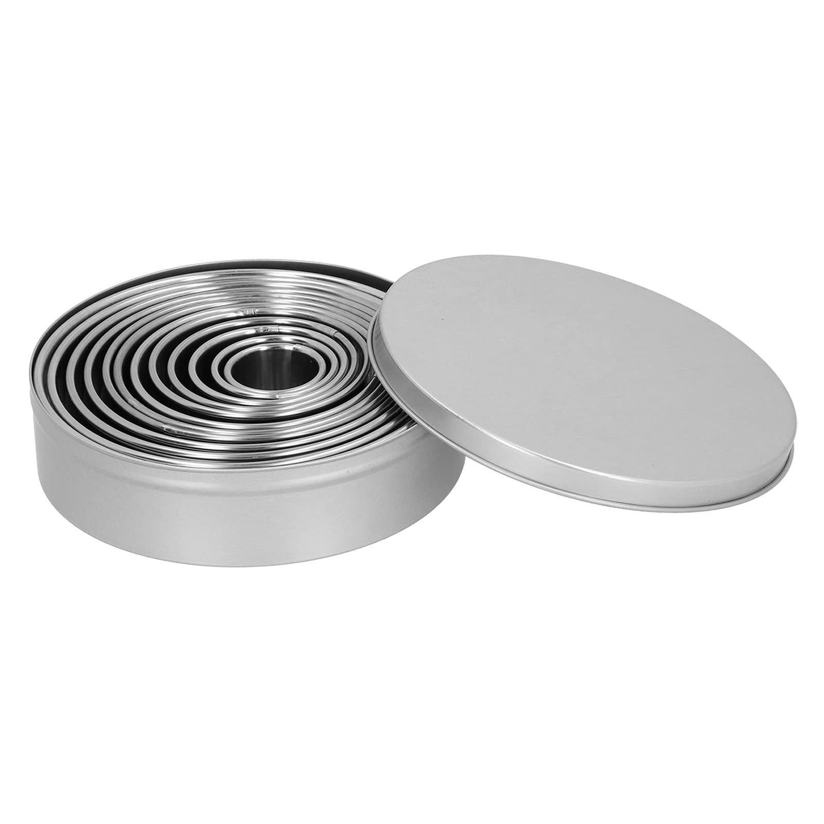 12 Pcs Stainless Steel Circle Cutting Mold Set - Hollow Punching Die & Cookie Cutters for Dough, Clay, Pottery - Includes Storage Box - Perfect for Baking, Crafts & DIY Projects