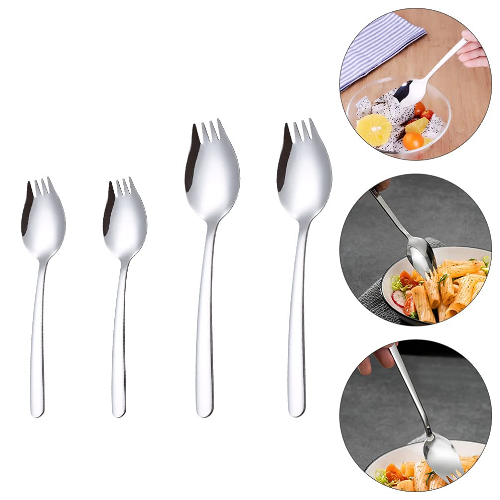 DOITOOL 6-Piece Stainless Steel Outdoor Cutlery Set - Forks, Spoons, Salad Sporks & Ice Cream Scoops - Durable Camping, Picnic, BBQ & Party Tableware for Desserts, Cakes & Outdoor Dining