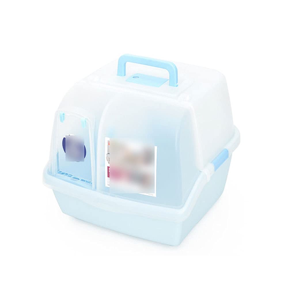 Enclosed Cat Litter Box with Handles - Splash Proof & Odor Control Cat Toilet - Easy Carry Long Aisle Litter Tray for Indoor Cats (Color A) - Perfect for Small Spaces & Multi-Cat Homes