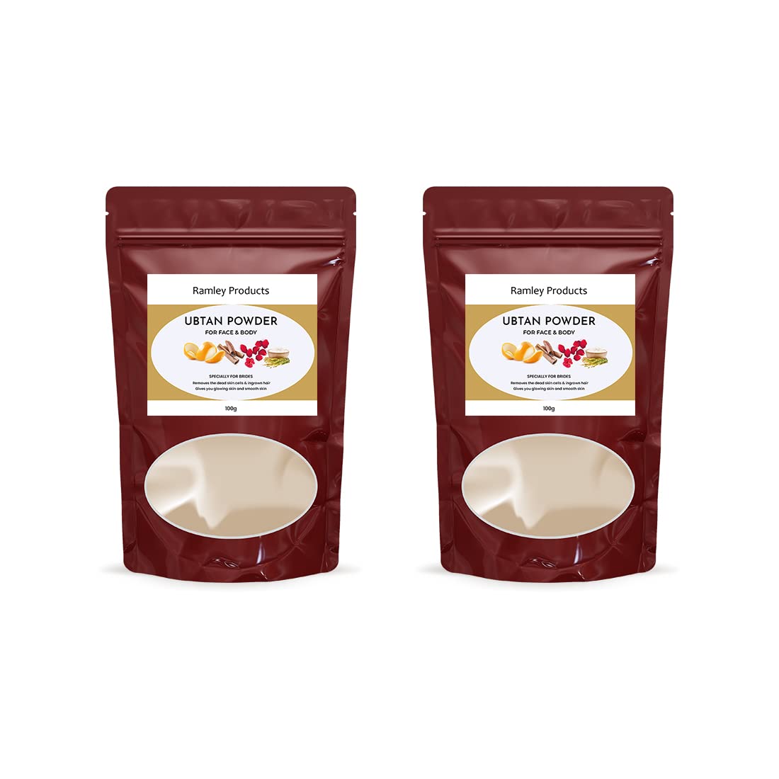 Ramley Herbal Ubtan Natural Skincare for Face & Body - 100g (Pack of 2) | Brightening & Glowing Treatment | Perfect for Daily Cleansing & Spa Days