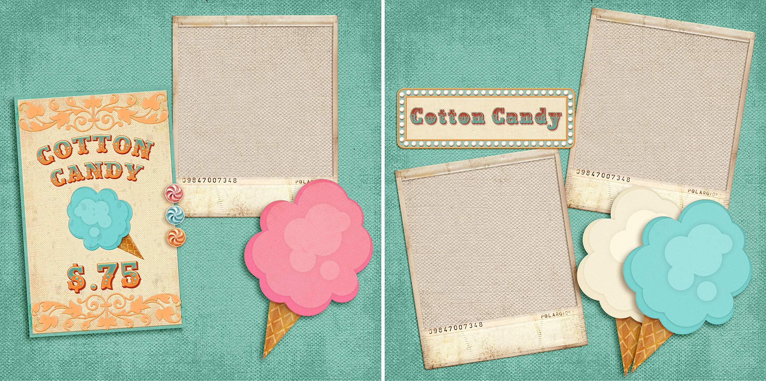 Premade Scrapbook Pages - Cotton Candy Circus Theme - EZ Layout 4534 for DIY Scrapbooking, Memory Books & Party Decorations