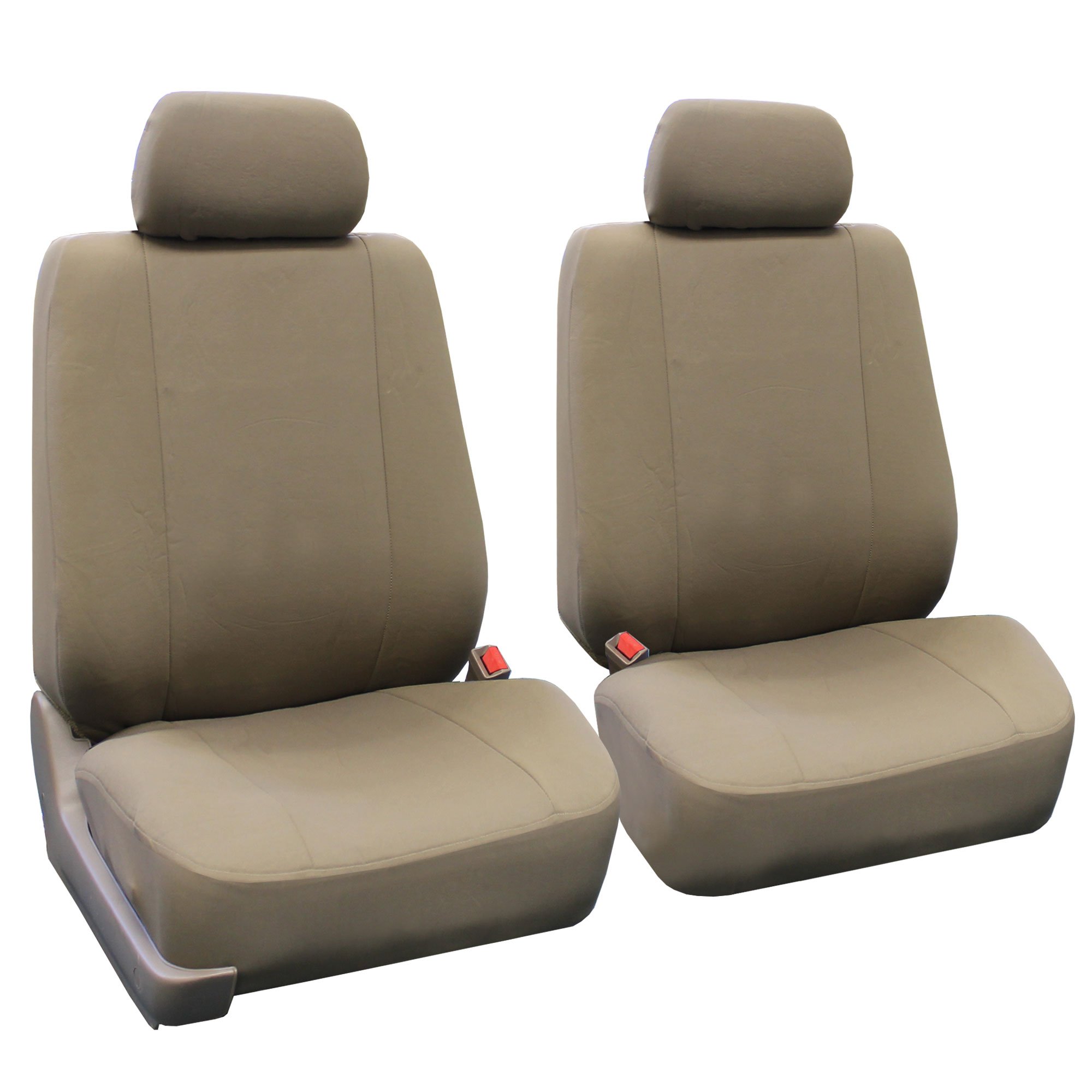 FH Group Universal Full Set Car Seat Covers - Low Back Front & Split Bench Rear Seat Covers, Airbag Compatible, Washable Taupe Fabric for SUV, Sedan, Van | Perfect for Daily Commute, Road Trips & Family Protection