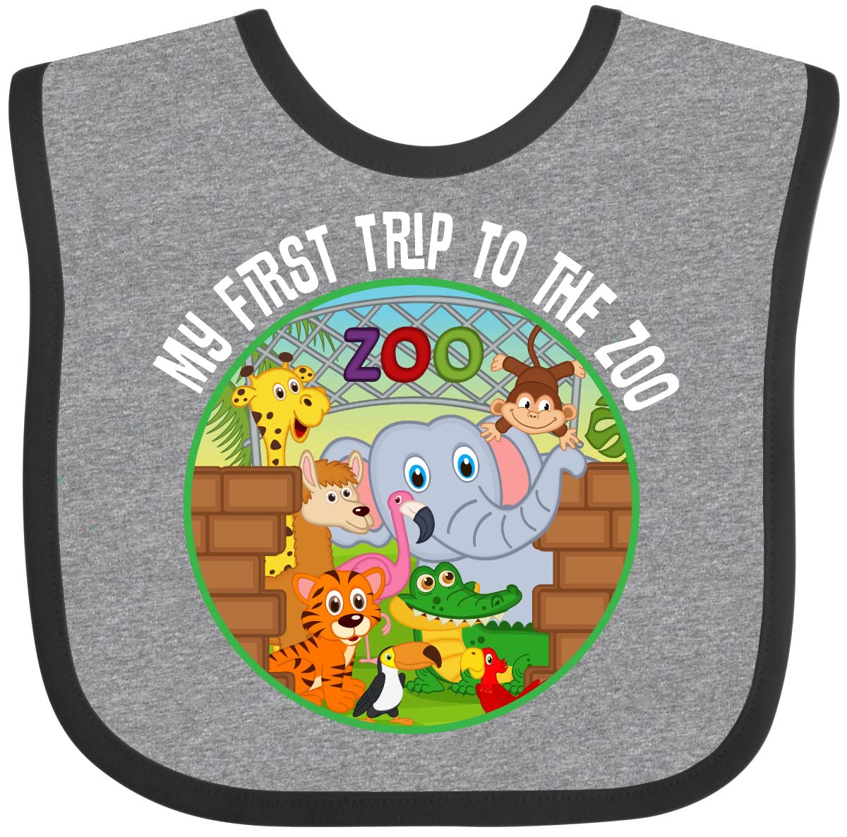 Inktastic 1st Trip to Zoo Animals Baby Bib - Adorable Zoo-Themed Outfit for Infants - Perfect for Zoo Visits, Birthday Gifts & Photo Shoots