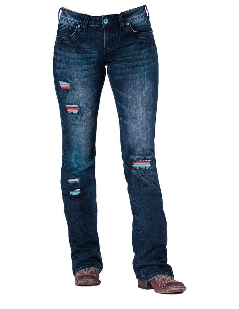 Cowgirl Tuff Western Denim Jeans for Women - Serape Soul Dark Wash JSERSO | Comfortable & Stylish Cowgirl Jeans for Rodeo, Riding & Everyday Western Wear