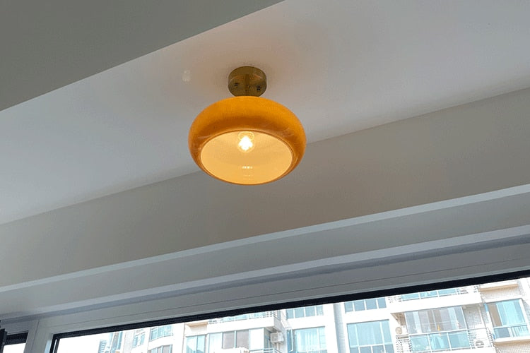 Vintage Brass & Glass Ceiling Light Fixture - Retro Industrial Pendant Lamp for Dining Room, Kitchen, or Bedroom Lighting