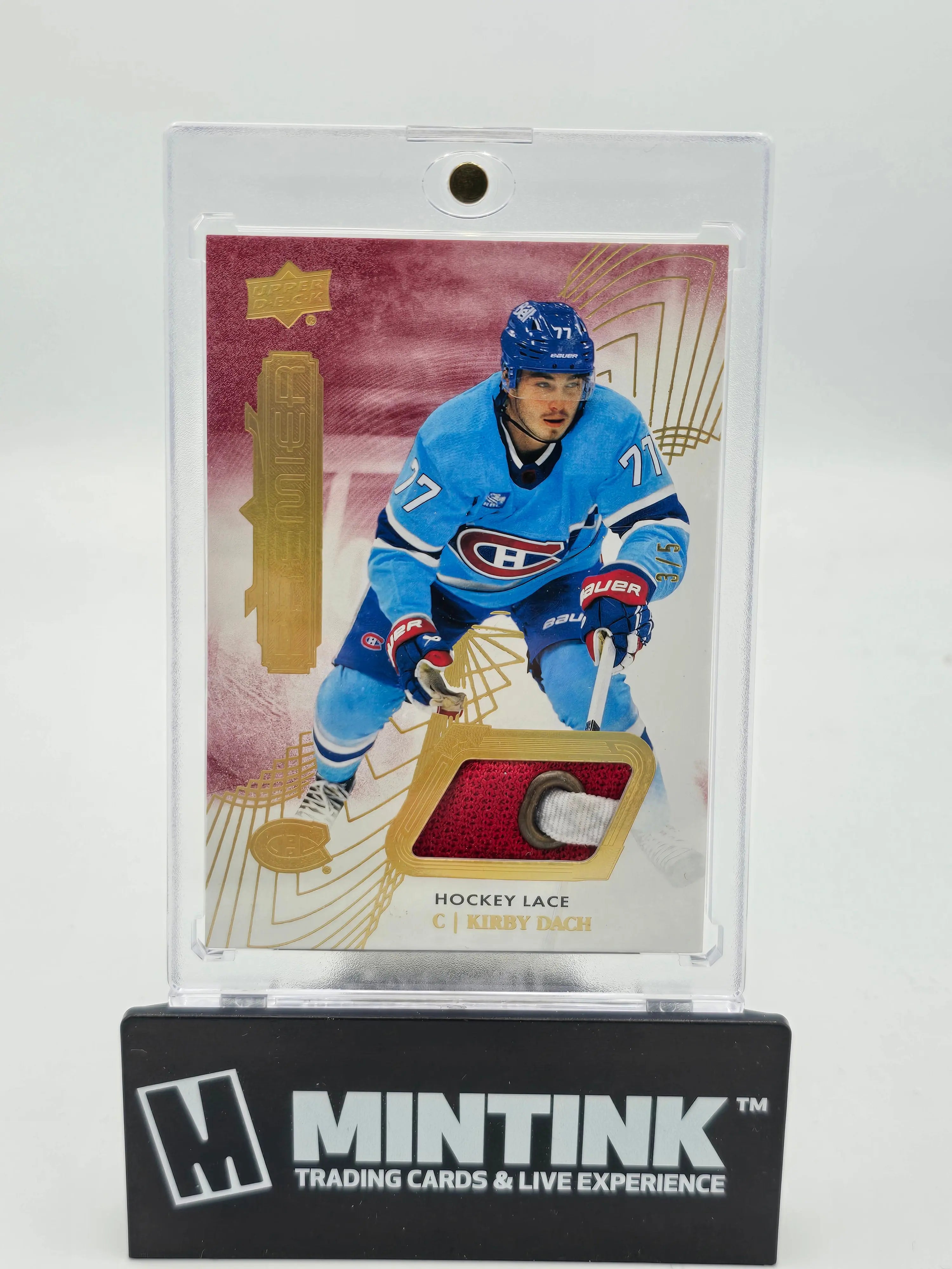 2022-23 Upper Deck Premier Hockey Kirby Dach Red Gold Foil Lace /5 Rare Hockey Card - Perfect for Collectors, Investors & Sports Memorabilia Enthusiasts