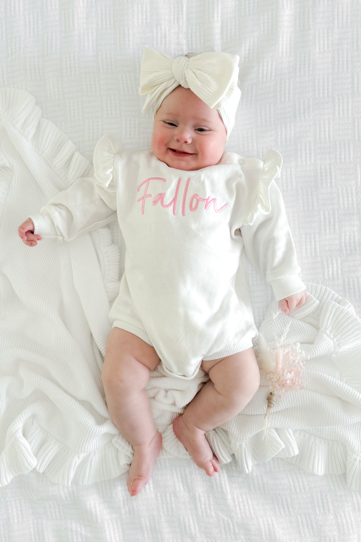 Personalized Flutter Romper for Baby Girls - Soft Marshmallow Fabric | Perfect for Photoshoots, Birthday Outfits & Special Occasions