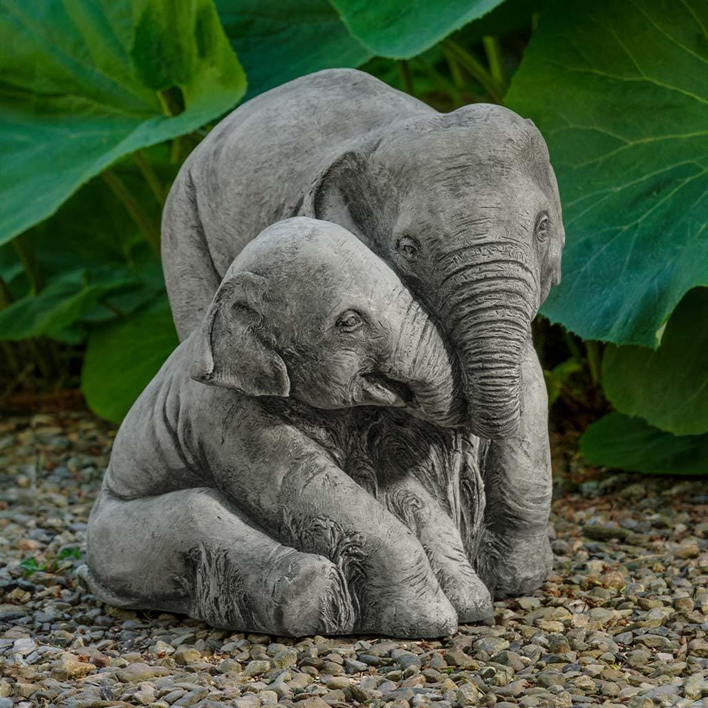 Campania International Elephant Mother and Child Statue - Handcrafted Resin Garden Sculpture for Outdoor Decor, Home & Garden Ornament, Perfect for Patio, Lawn, and Landscape Decoration